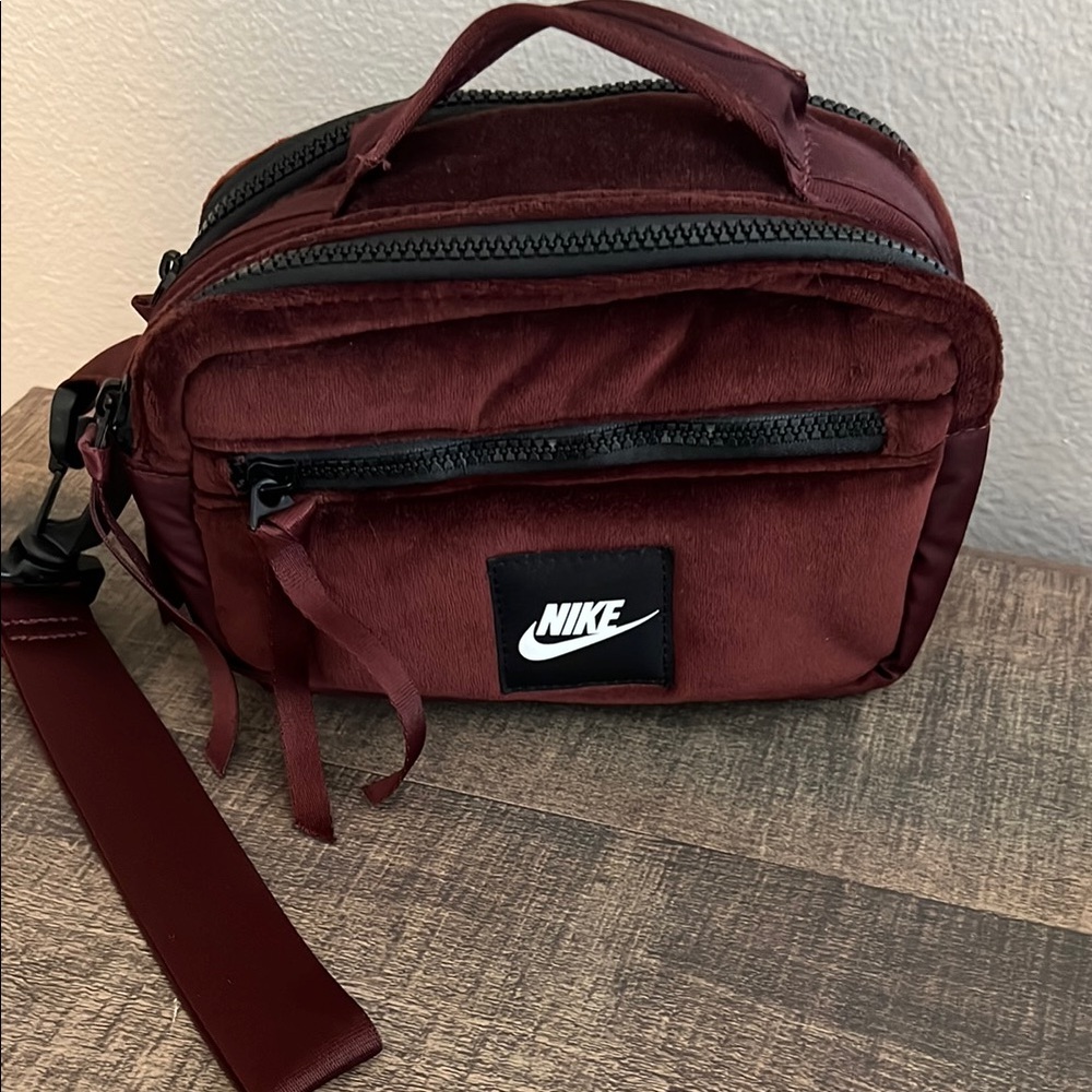 Nike Suede Burgundy Wrist Bag Compact and Durable